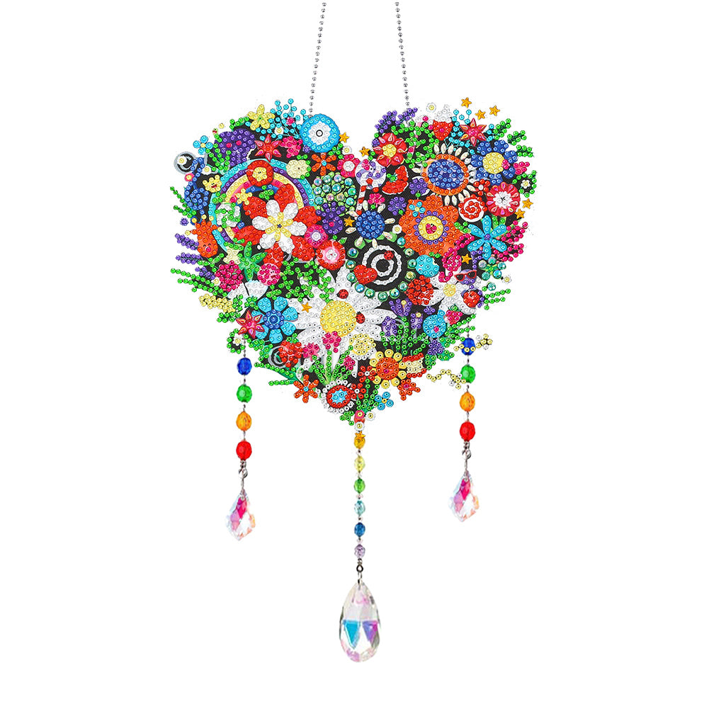 Flower Wind Chimes Diamond Crystal Painting Ornaments Handmade Home Wall Decor