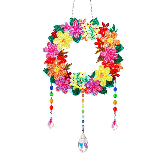Flower Wind Chimes Diamond Crystal Painting Ornaments Handmade Home Wall Decor