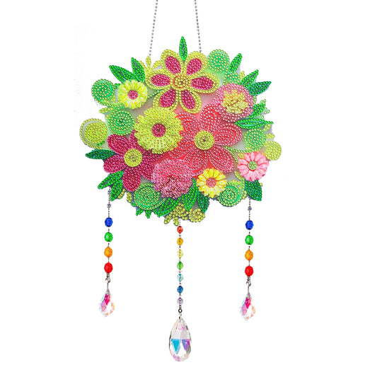 Flower Wind Chimes Diamond Crystal Painting Ornaments Handmade Home Wall Decor