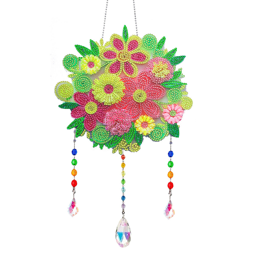 Flower Wind Chimes Diamond Crystal Painting Ornaments Handmade Home Wall Decor