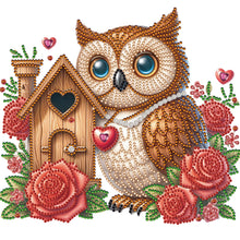 Load image into Gallery viewer, Diamond Painting - Partial Special Shaped - rose owl house (30*30CM)
