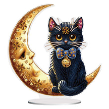 Load image into Gallery viewer, Special Shaped Cat on Moon Desktop Diamond Painting for Adult Home Office Decor
