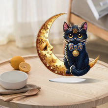 Load image into Gallery viewer, Special Shaped Cat on Moon Desktop Diamond Painting for Adult Home Office Decor
