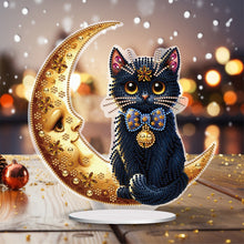 Load image into Gallery viewer, Special Shaped Cat on Moon Desktop Diamond Painting for Adult Home Office Decor
