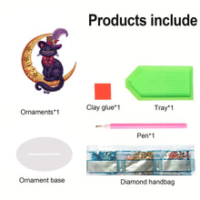 Load image into Gallery viewer, Special Shaped Cat on Moon Desktop Diamond Painting for Adult Home Office Decor
