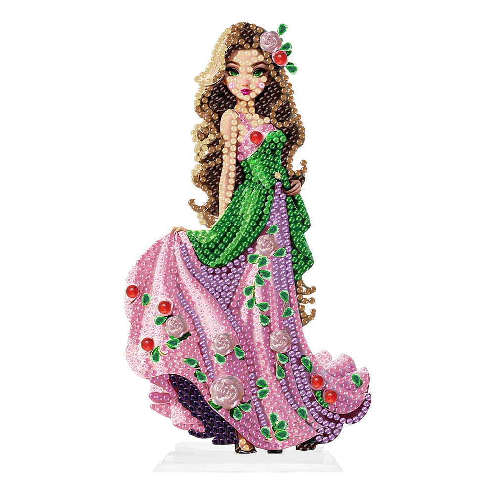 Special Shaped Woman With Flowers 5D Desktop Diamond Painting Art Office Decor