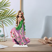 Load image into Gallery viewer, Special Shaped Woman With Flowers 5D Desktop Diamond Painting Art Office Decor
