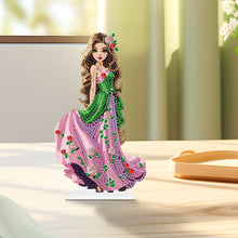 Load image into Gallery viewer, Special Shaped Woman With Flowers 5D Desktop Diamond Painting Art Office Decor
