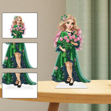 Load image into Gallery viewer, Special Shaped Woman With Flowers 5D Desktop Diamond Painting Art Office Decor
