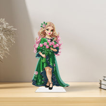 Load image into Gallery viewer, Special Shaped Woman With Flowers 5D Desktop Diamond Painting Art Office Decor
