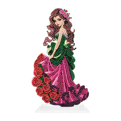Special Shaped Woman With Flowers 5D Desktop Diamond Painting Art Office Decor