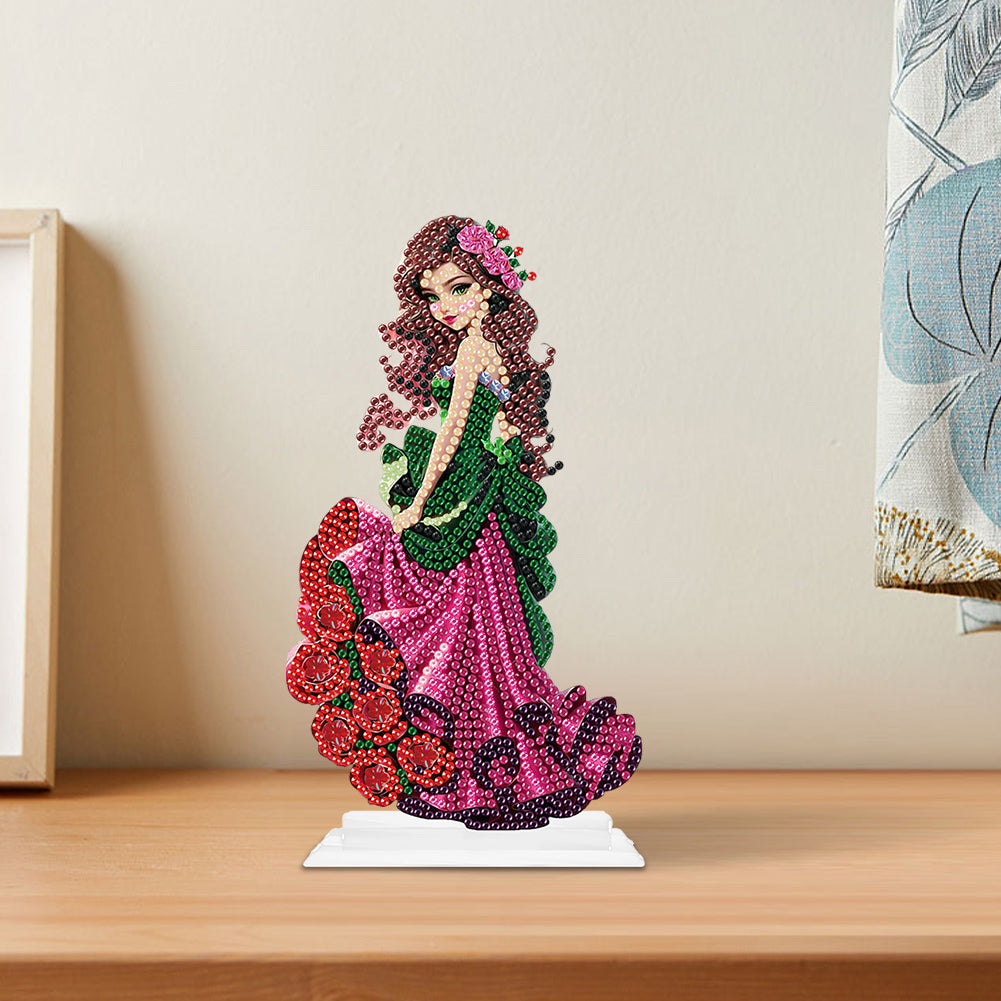 Special Shaped Woman With Flowers 5D Desktop Diamond Painting Art Office Decor