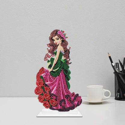 Special Shaped Woman With Flowers 5D Desktop Diamond Painting Art Office Decor