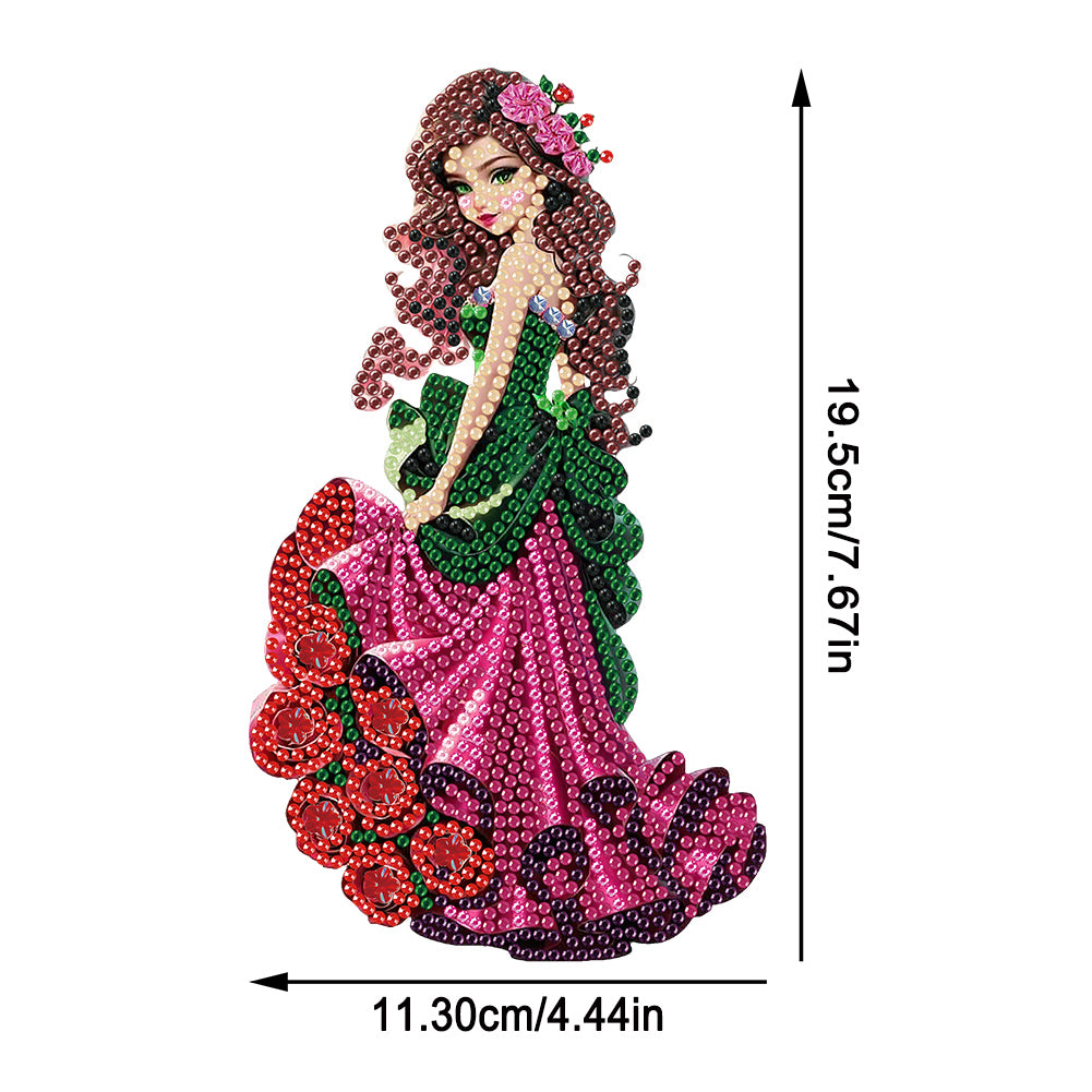 Special Shaped Woman With Flowers 5D Desktop Diamond Painting Art Office Decor