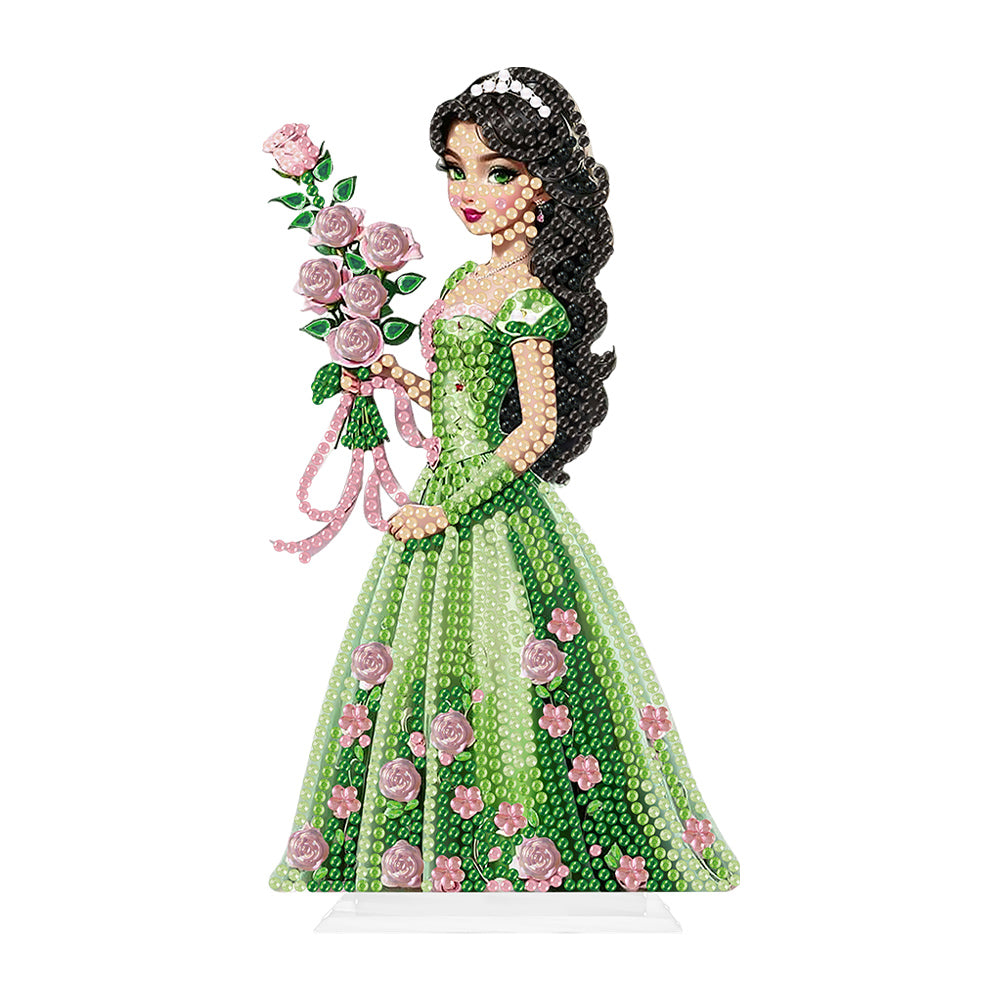 Special Shaped Woman With Flowers 5D Desktop Diamond Painting Art Office Decor