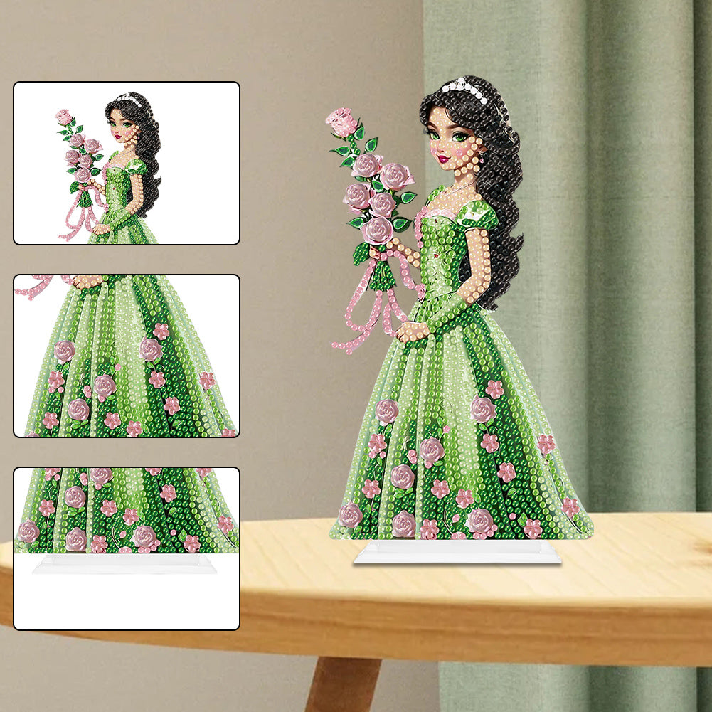 Special Shaped Woman With Flowers 5D Desktop Diamond Painting Art Office Decor