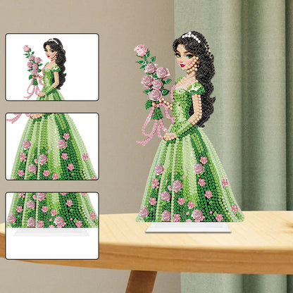 Special Shaped Woman With Flowers 5D Desktop Diamond Painting Art Office Decor