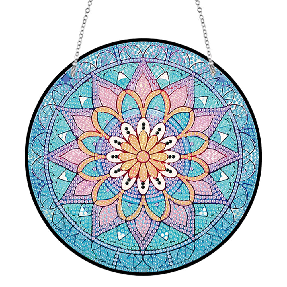 Acrylic Single-Side 5D Mandala Flower Diamond Painting Dots Pendant Window Decor