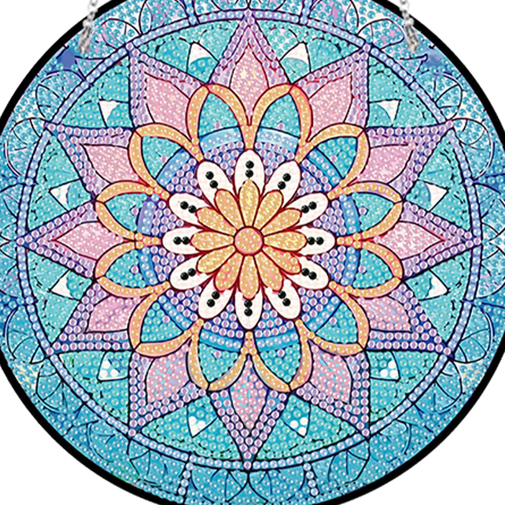 Acrylic Single-Side 5D Mandala Flower Diamond Painting Dots Pendant Window Decor