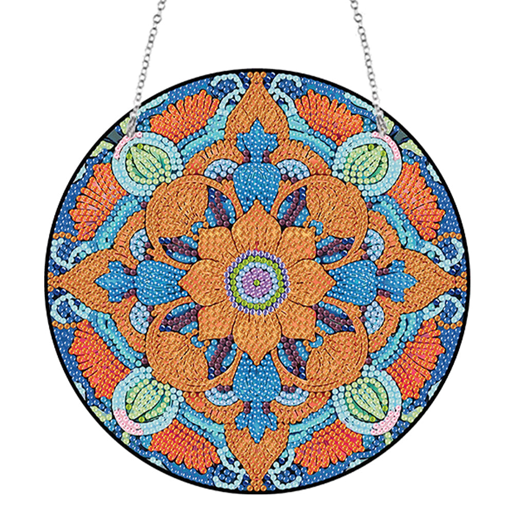 Acrylic Single-Side 5D Mandala Flower Diamond Painting Dots Pendant Window Decor