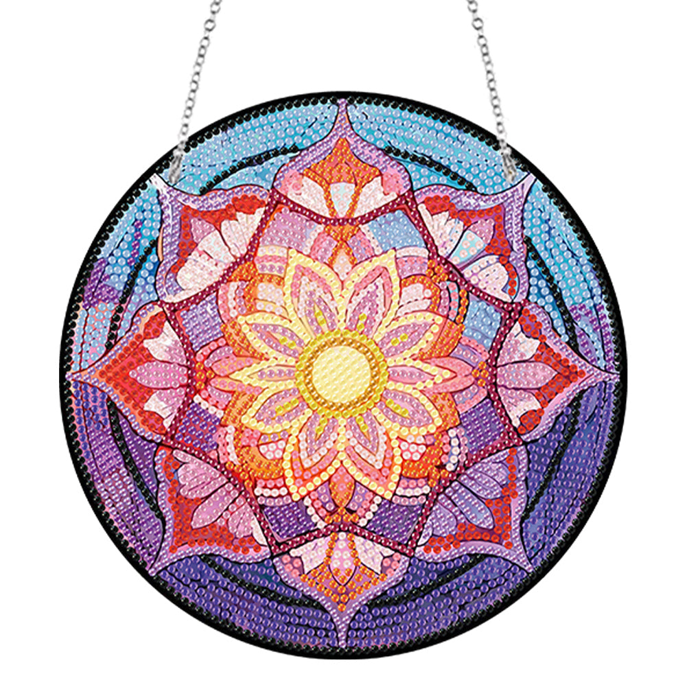 Acrylic Single-Side 5D Mandala Flower Diamond Painting Dots Pendant Window Decor