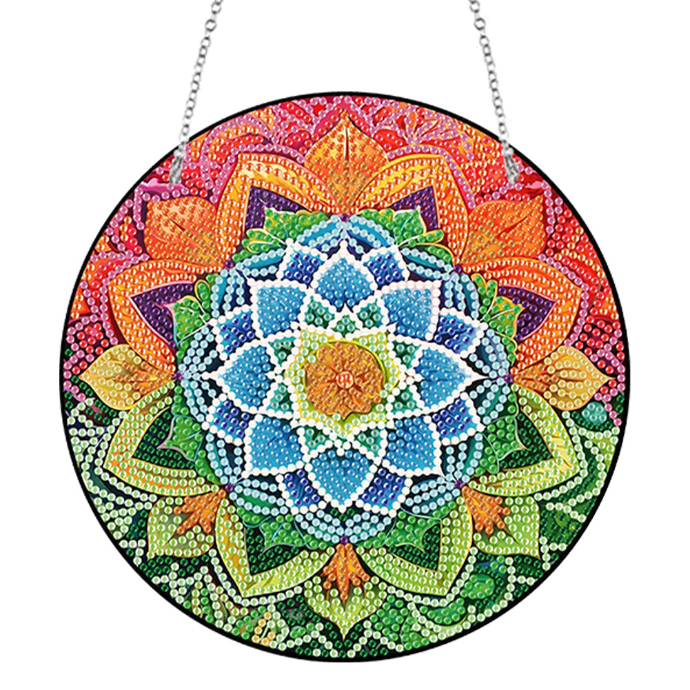Acrylic Single-Side 5D Mandala Flower Diamond Painting Dots Pendant Window Decor