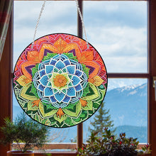 Load image into Gallery viewer, Acrylic Single-Side 5D Mandala Flower Diamond Painting Dots Pendant Window Decor
