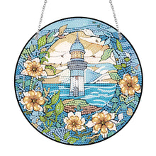 Load image into Gallery viewer, Lighthouse Rose Lupine Safflower Pineapple Bees Diamond Painting Hanging Pendant
