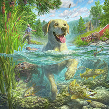 Load image into Gallery viewer, AB Diamond Painting - Full Round - Labrador dog swimming (40*40CM)

