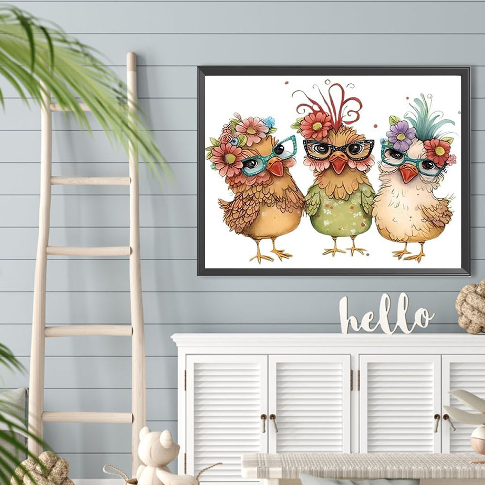 Diamond Painting - Full Round - funny chicken (40*30CM)
