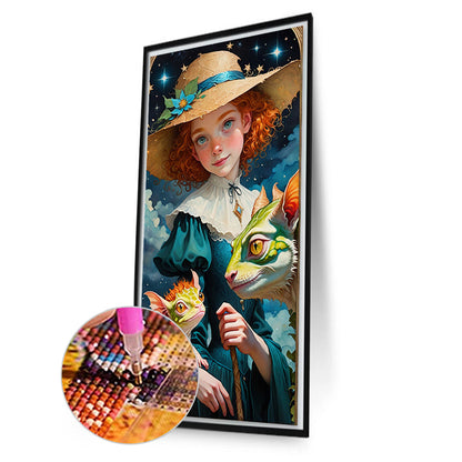 AB Diamond Painting - Full Round - red hair girl (40*75CM)