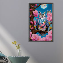 Load image into Gallery viewer, AB Diamond Painting - Full Round - Owl on flower branch (40*60CM)
