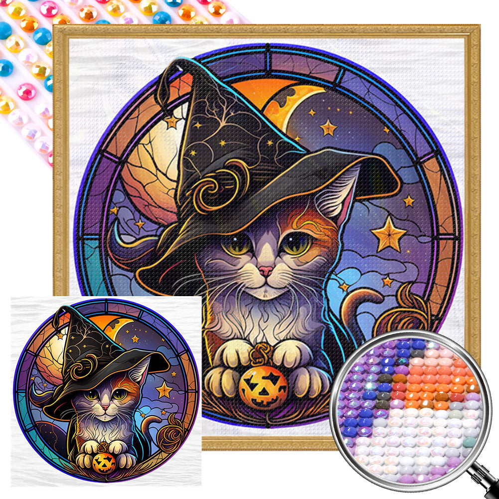 AB Diamond Painting - Full Round - glass art kitten (40*40CM)