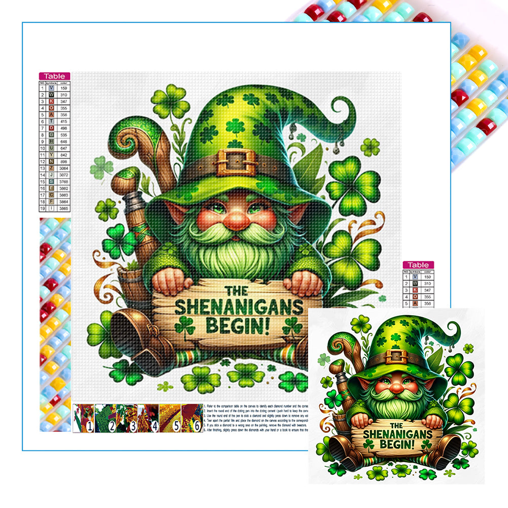 Diamond Painting - Full Square - St. Patrick's Day Gnome (40*40CM)
