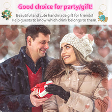 Load image into Gallery viewer, 8 Pcs Blue Rose Diamond Painting Wine Glass Recognizer Pendant Wine Glass Marker
