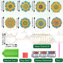 Load image into Gallery viewer, 8Pcs Kaleidoscope Diamond Painting Wine Glass Recognizer Pendant Marker Charms
