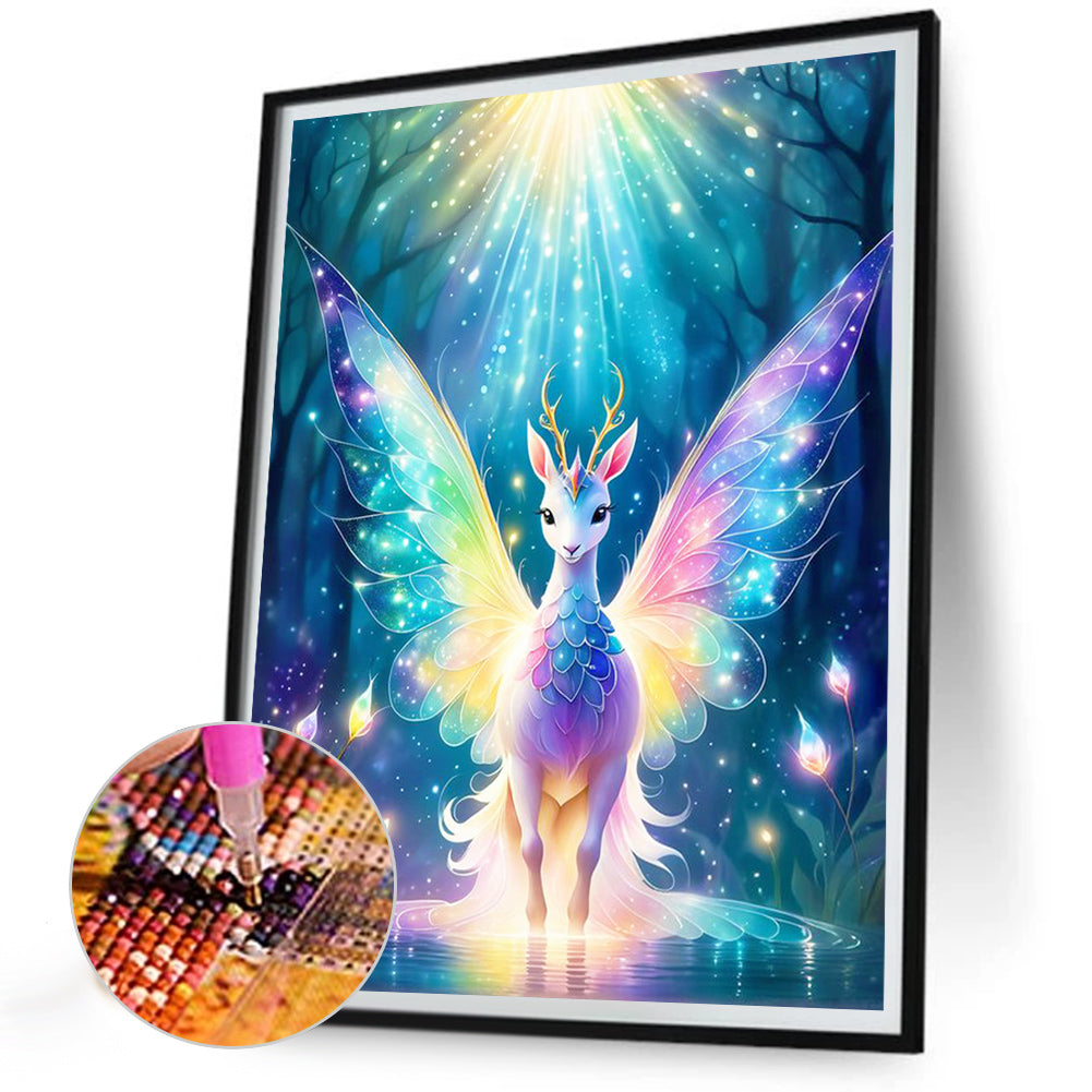 Diamond Painting - Full Round - Elf Deer in Forest Lake (30*40CM)