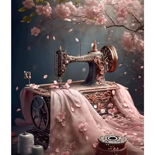 Diamond Painting - Full Round - Sewing under the cherry blossoms (30*35CM)
