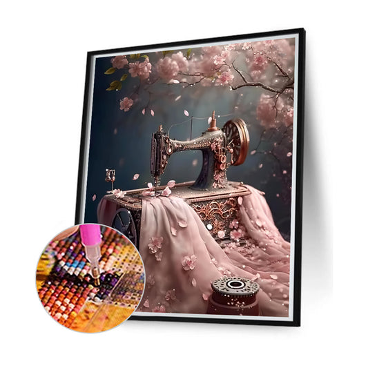 Diamond Painting - Full Round - Sewing under the cherry blossoms (30*35CM)