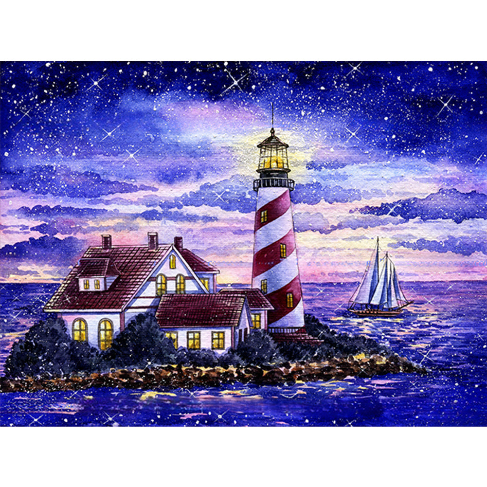 Diamond Painting - Full Round - Crossing the sea lighthouse (40*30CM)