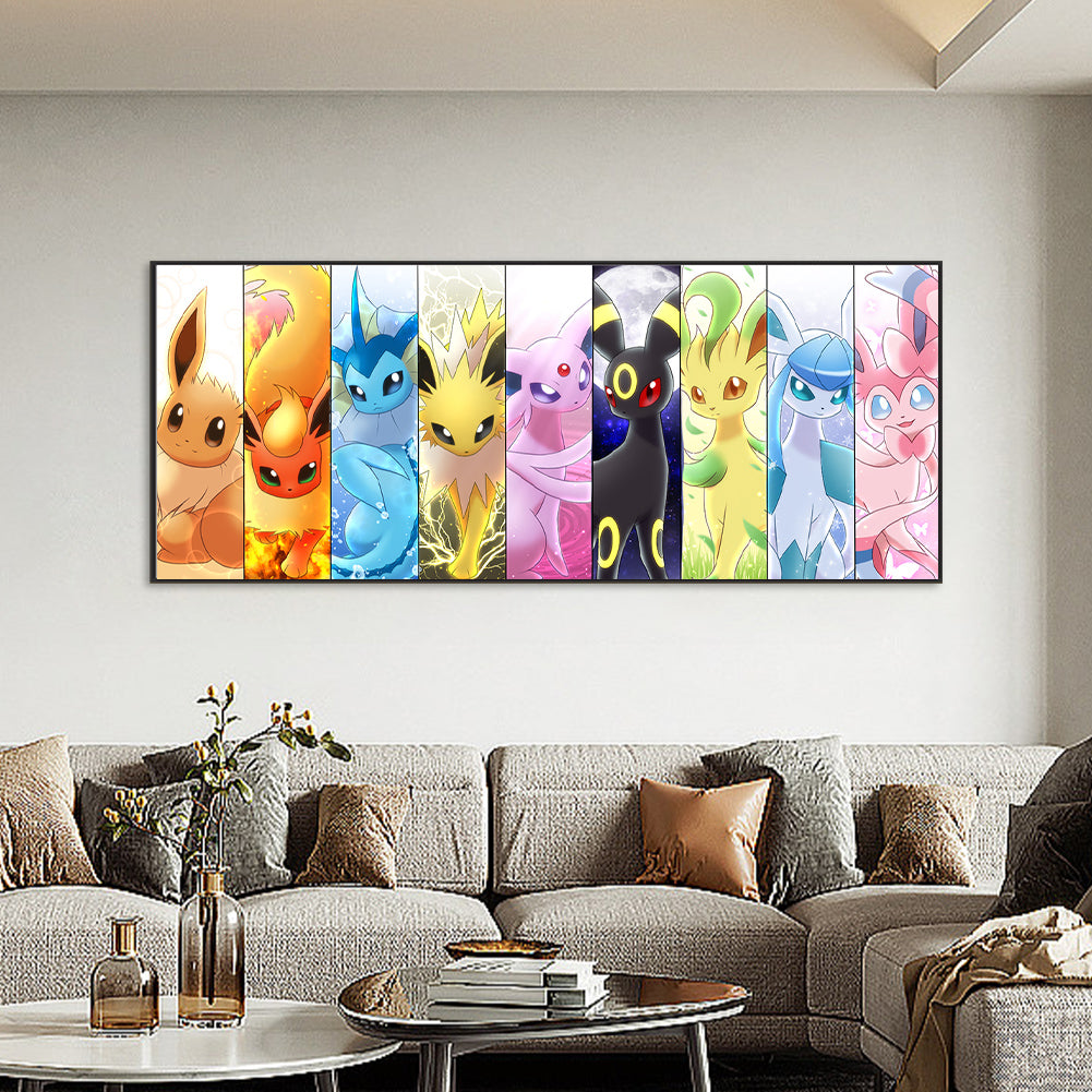 Diamond Painting - Full Round - Pokemon evolution (100*40CM)