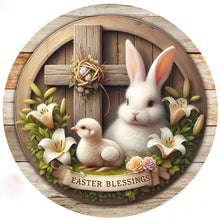 Load image into Gallery viewer, Diamond Painting - Full Round - Easter Blessing Bunny and Chick on Cross with Lily Christian Easter (30*30CM)
