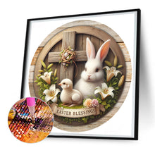 Load image into Gallery viewer, Diamond Painting - Full Round - Easter Blessing Bunny and Chick on Cross with Lily Christian Easter (30*30CM)
