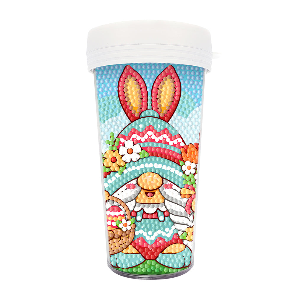 Easter 470ML Travel Diamond Painting Art Cup BPA Free With Lid (Flower Gnome)