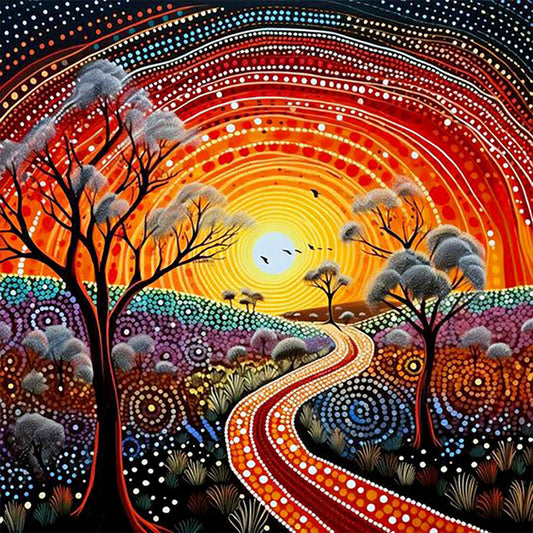 Diamond Painting - Full Round - road under sunset (30*30CM)