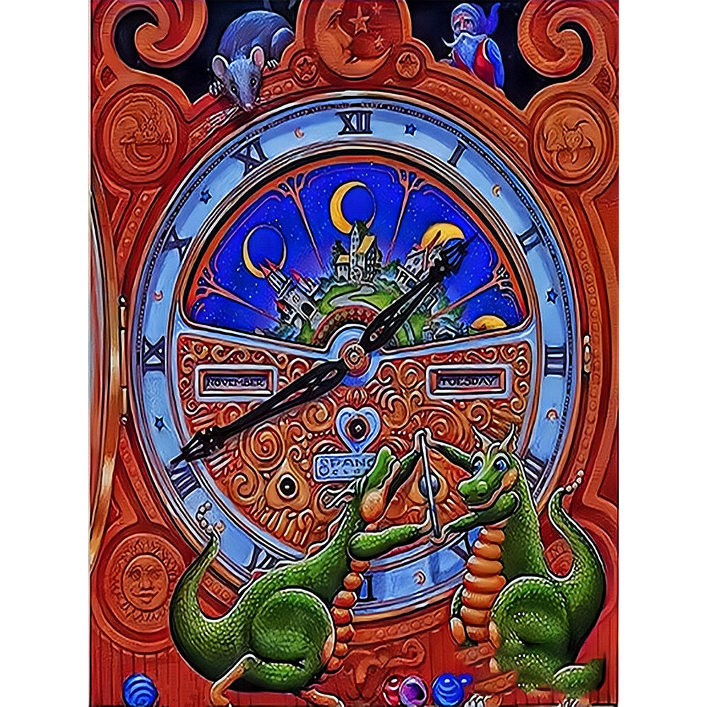 Diamond Painting - Full Round - Two green dinosaurs (30*40CM)