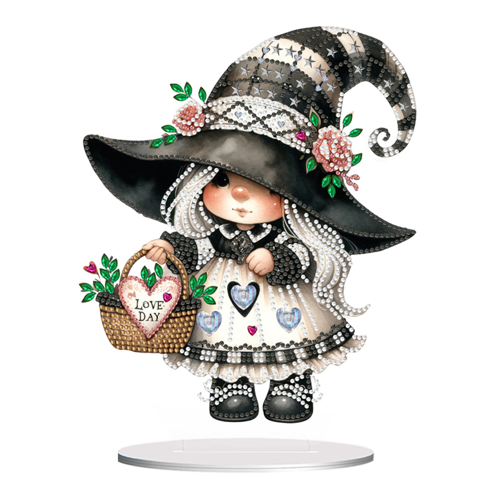 Acrylic Gnome Special Shape Diamond Painting Desktop Home Decor (Flower Basket)