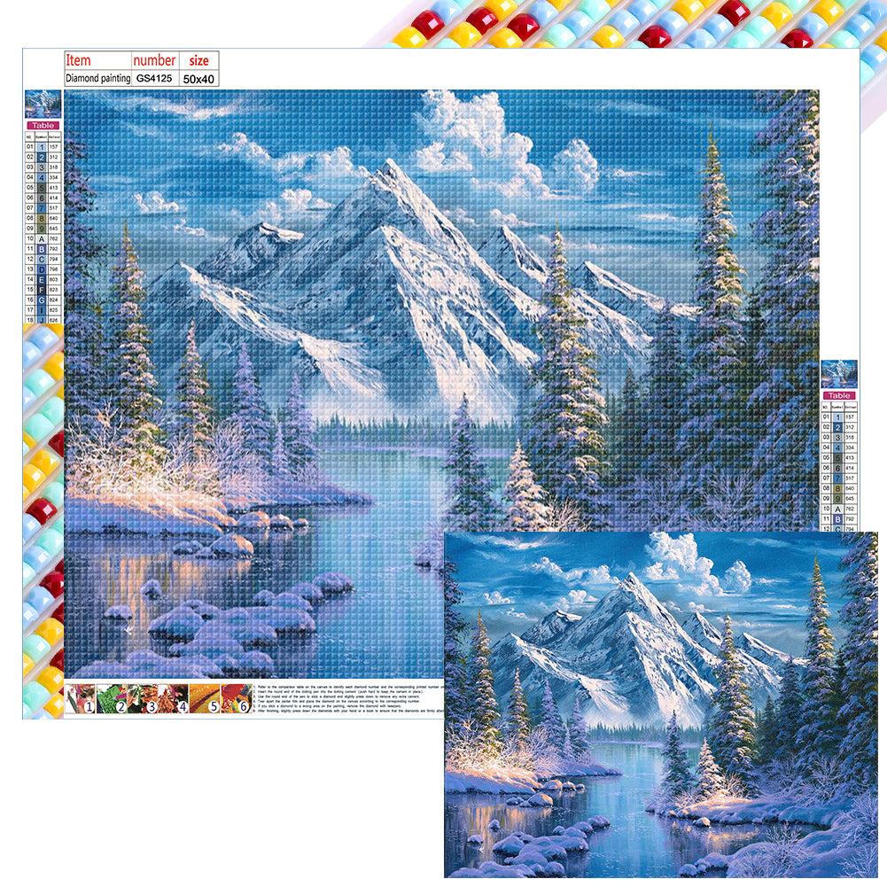 Diamond Painting - Full Square - woods snow mountain (50*40CM)