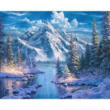 Load image into Gallery viewer, Diamond Painting - Full Square - woods snow mountain (50*40CM)

