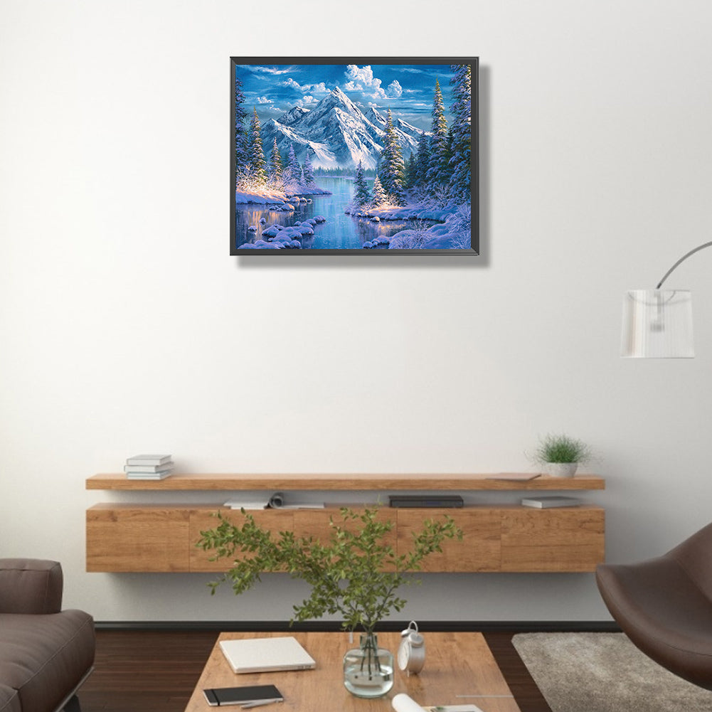 Diamond Painting - Full Square - woods snow mountain (50*40CM)